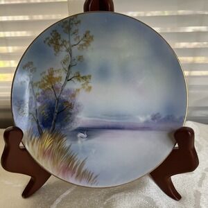 Beautiful 6.5" dessert plate hand‎ painted with swan stamped Noritake